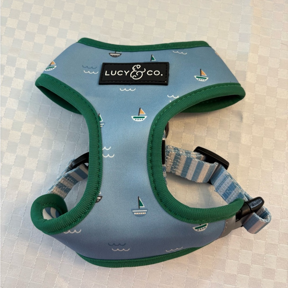 Blue and Green reversible Pet Harness with Adjustable Straps